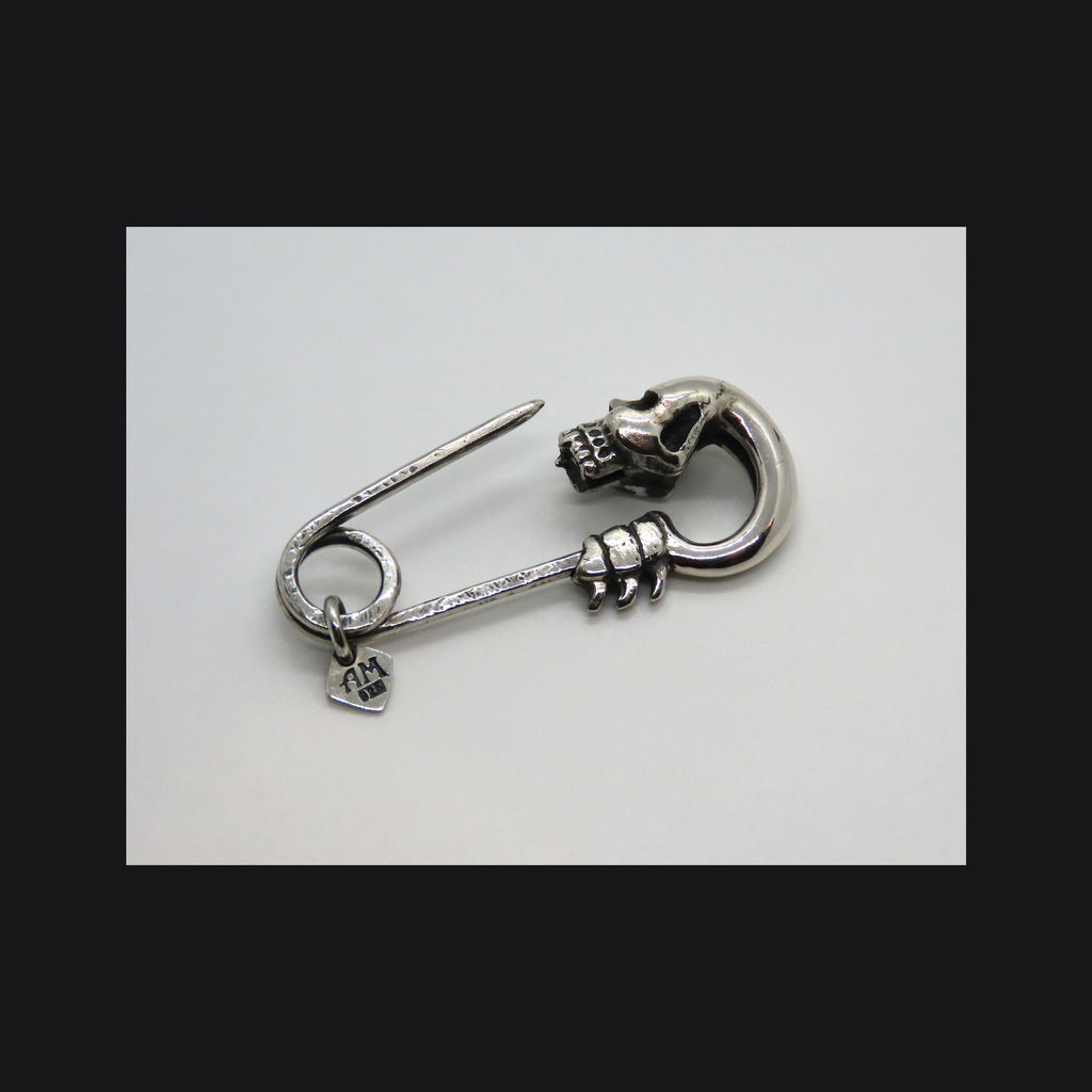 Skull Safety Pin Brooch