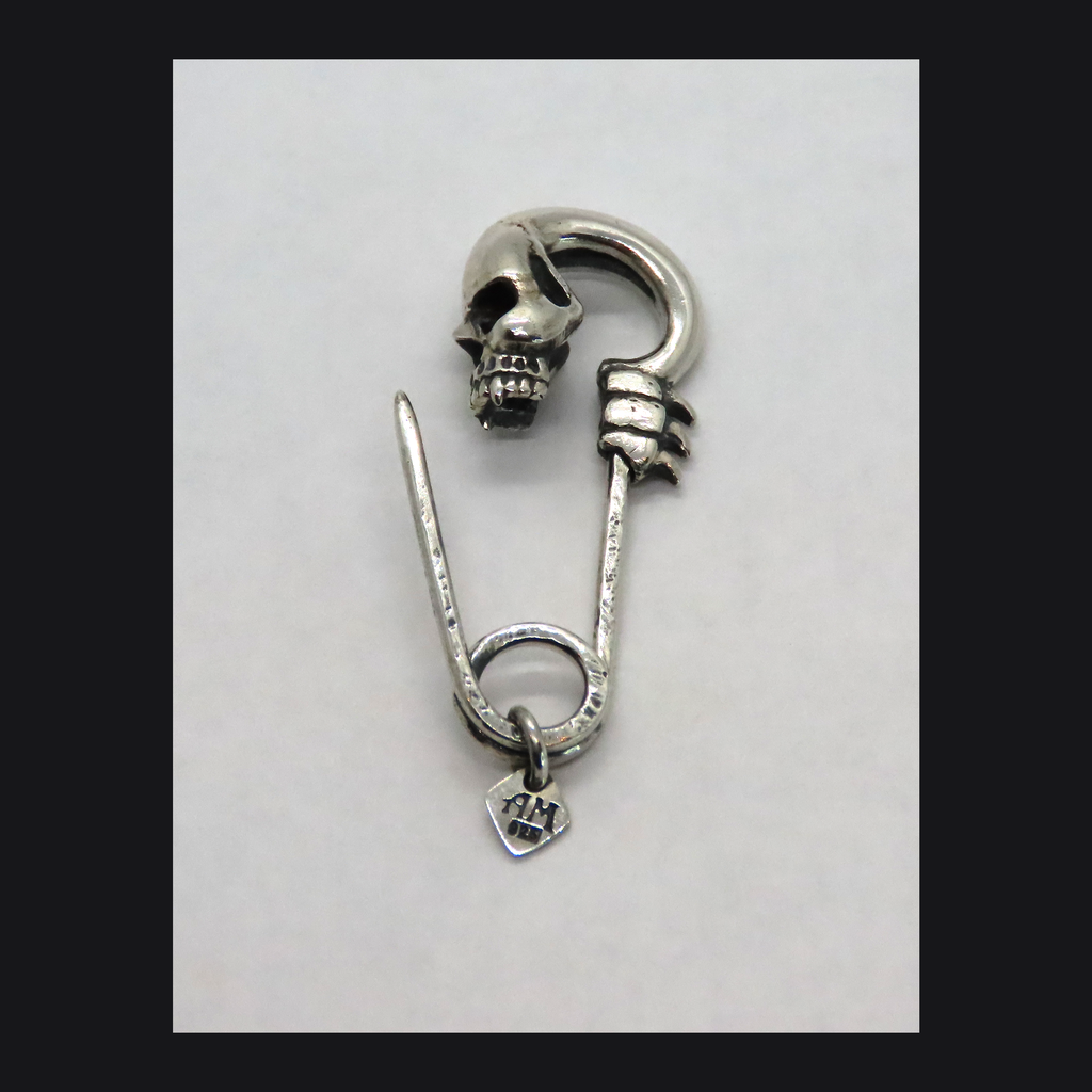 Skull Safety Pin Brooch