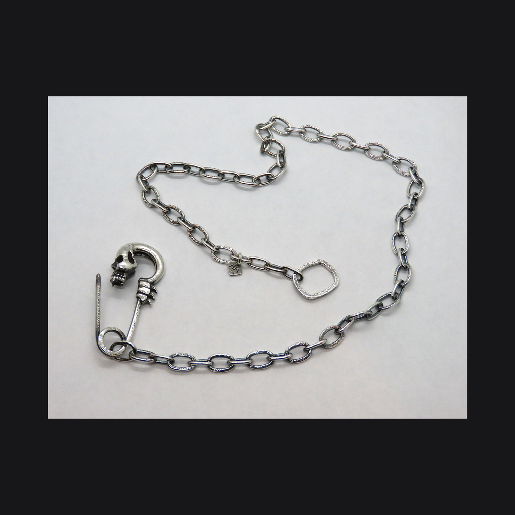 Vamp-Skull Safety Pin Necklace