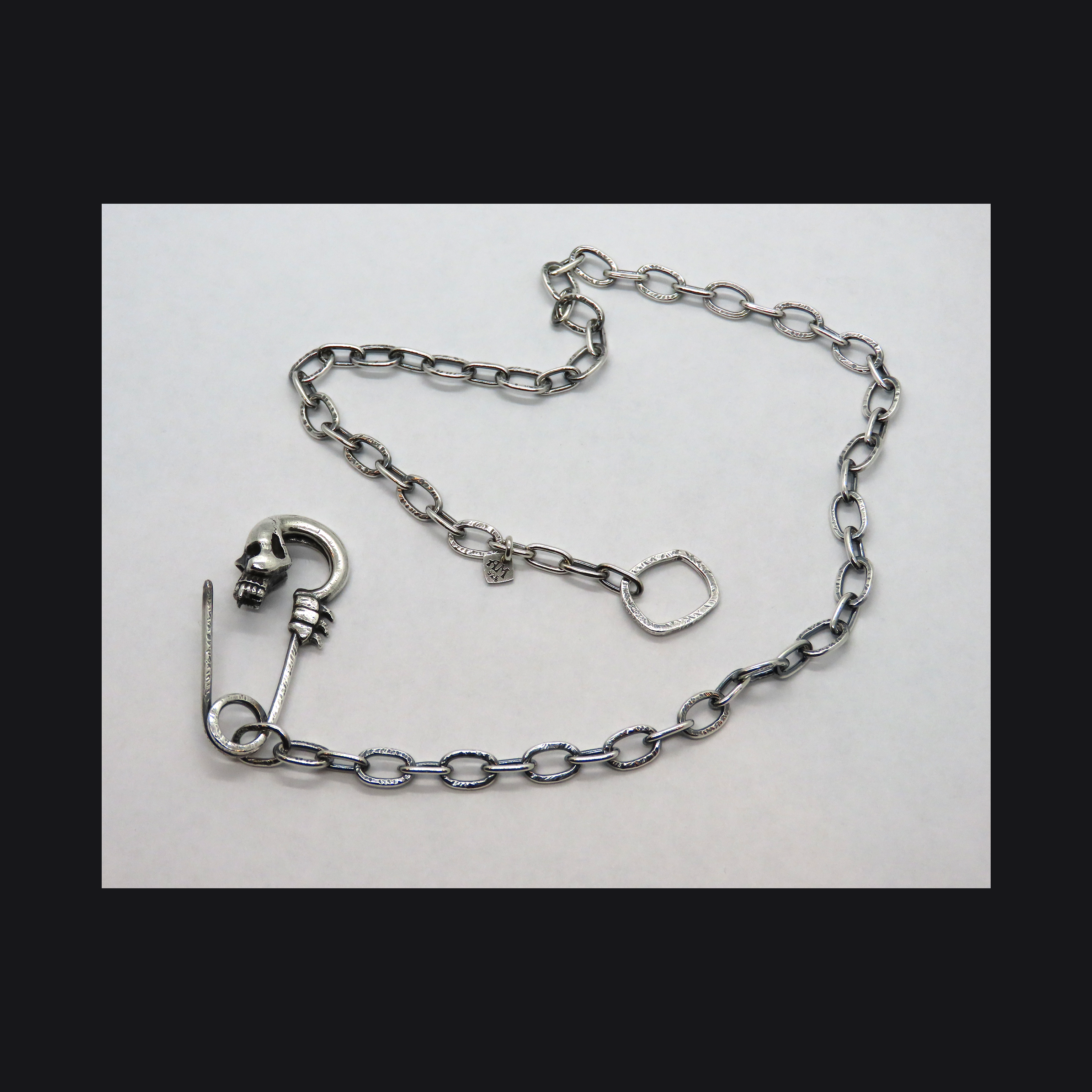 Vamp-Skull Safety Pin Necklace