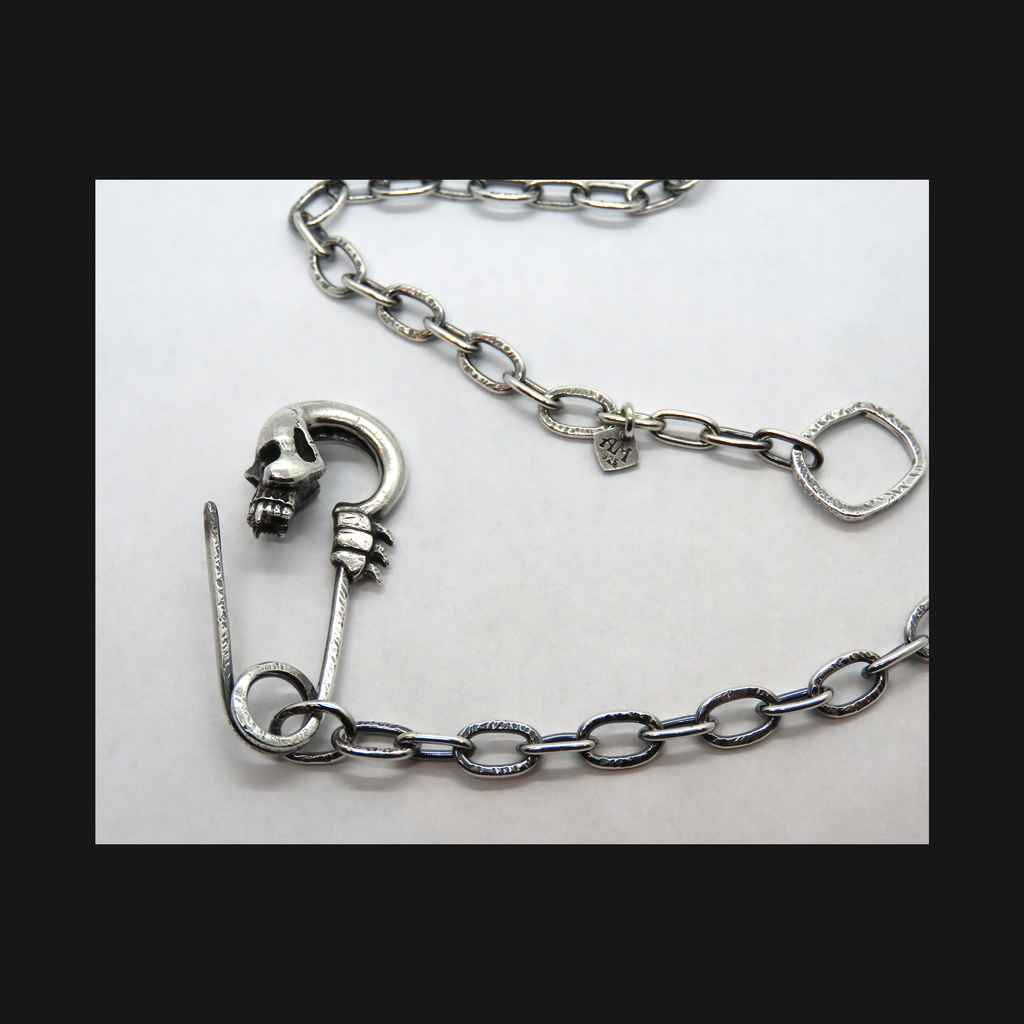 Vamp-Skull Safety Pin Necklace