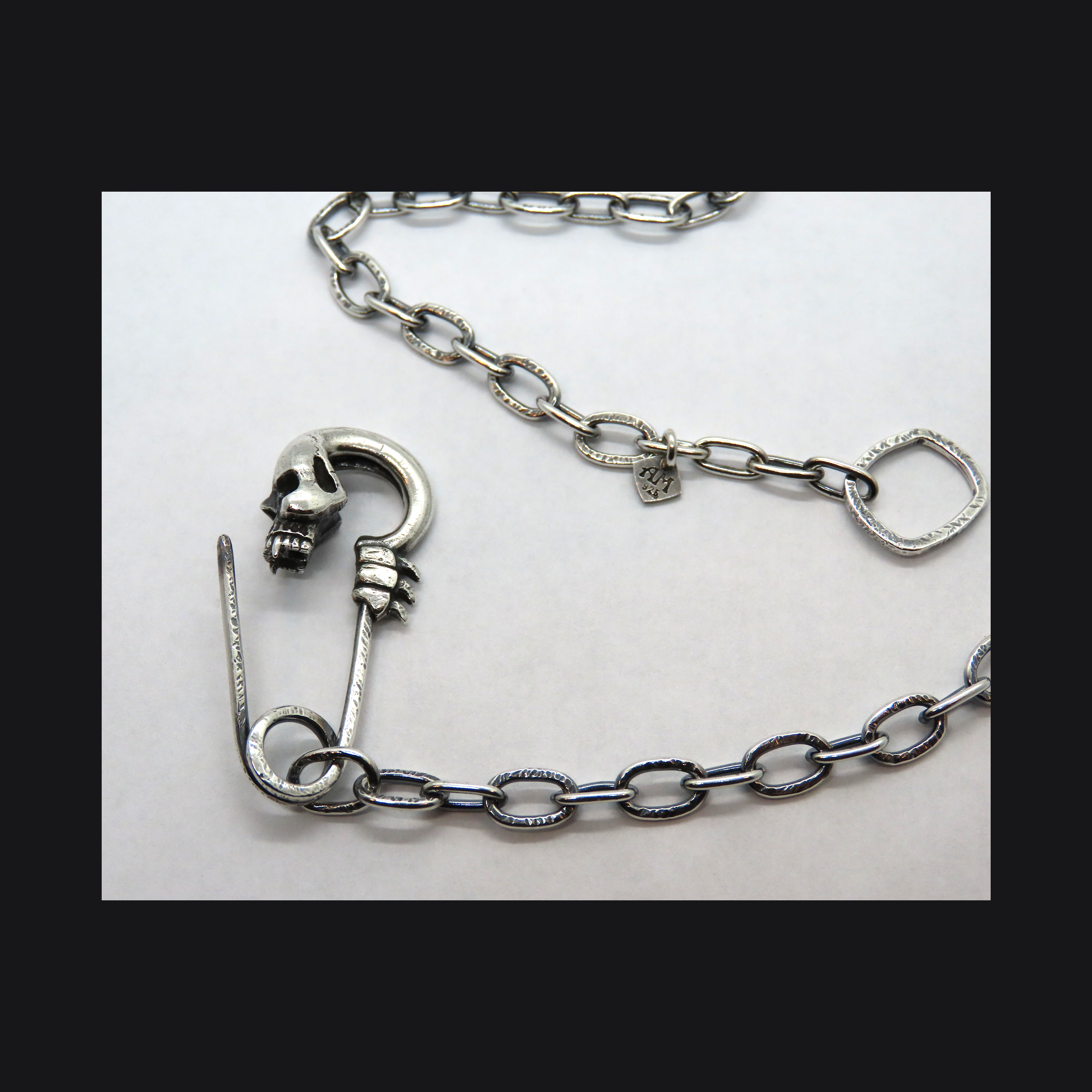 Vamp-Skull Safety Pin Necklace