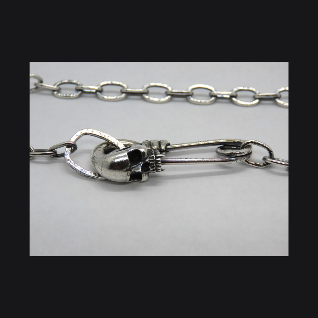 Vamp-Skull Safety Pin Necklace