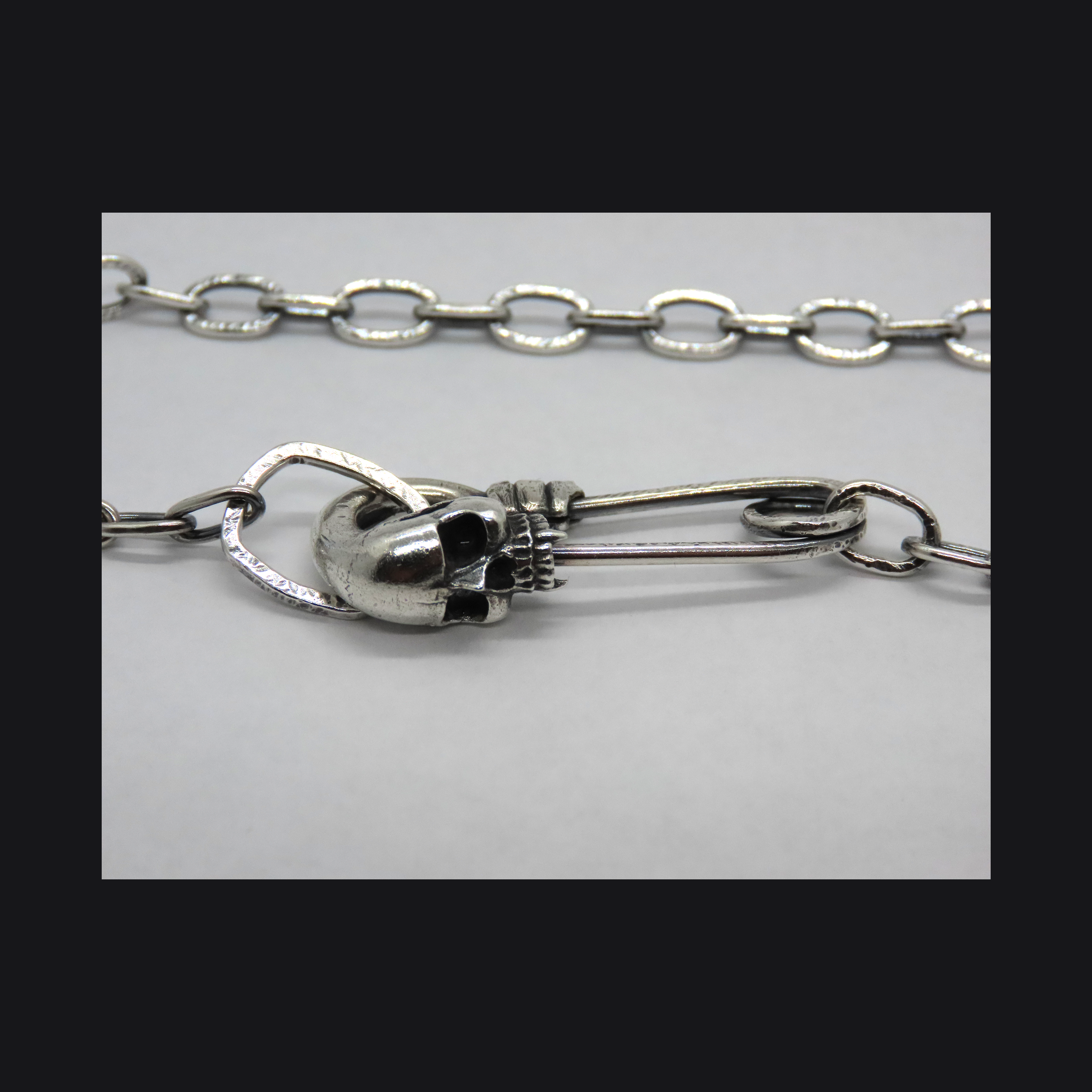Vamp-Skull Safety Pin Necklace