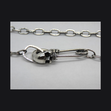 Load image into Gallery viewer, Vamp-Skull Safety Pin Necklace
