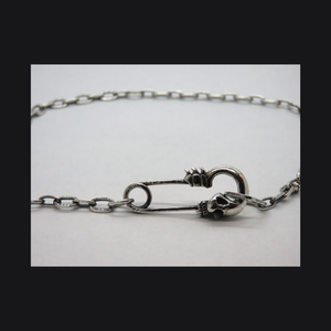 Vamp-Skull Safety Pin Necklace