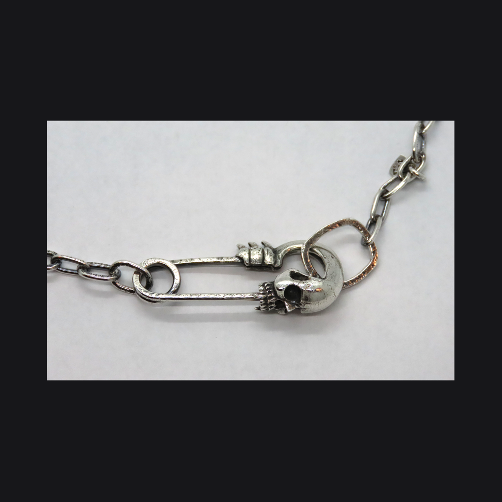 Vamp-Skull Safety Pin Necklace