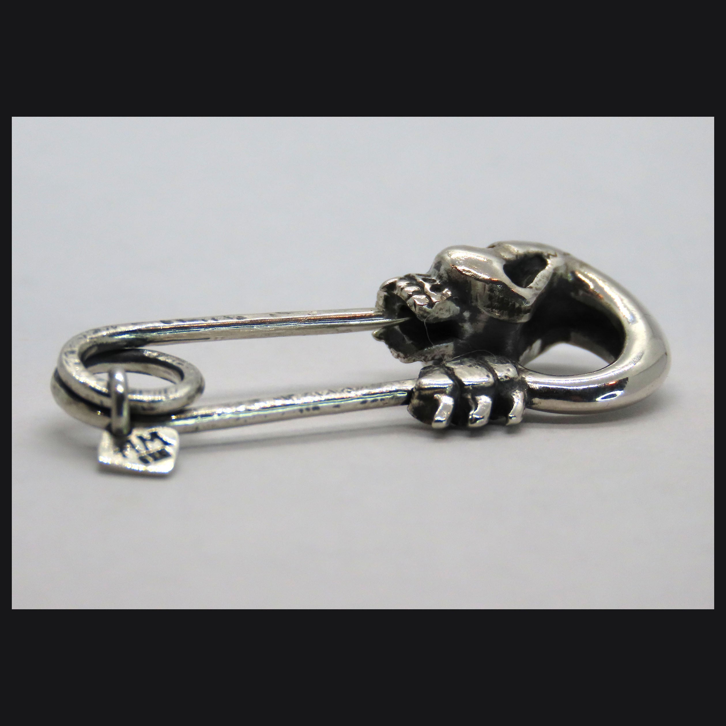 Skull Safety Pin Brooch