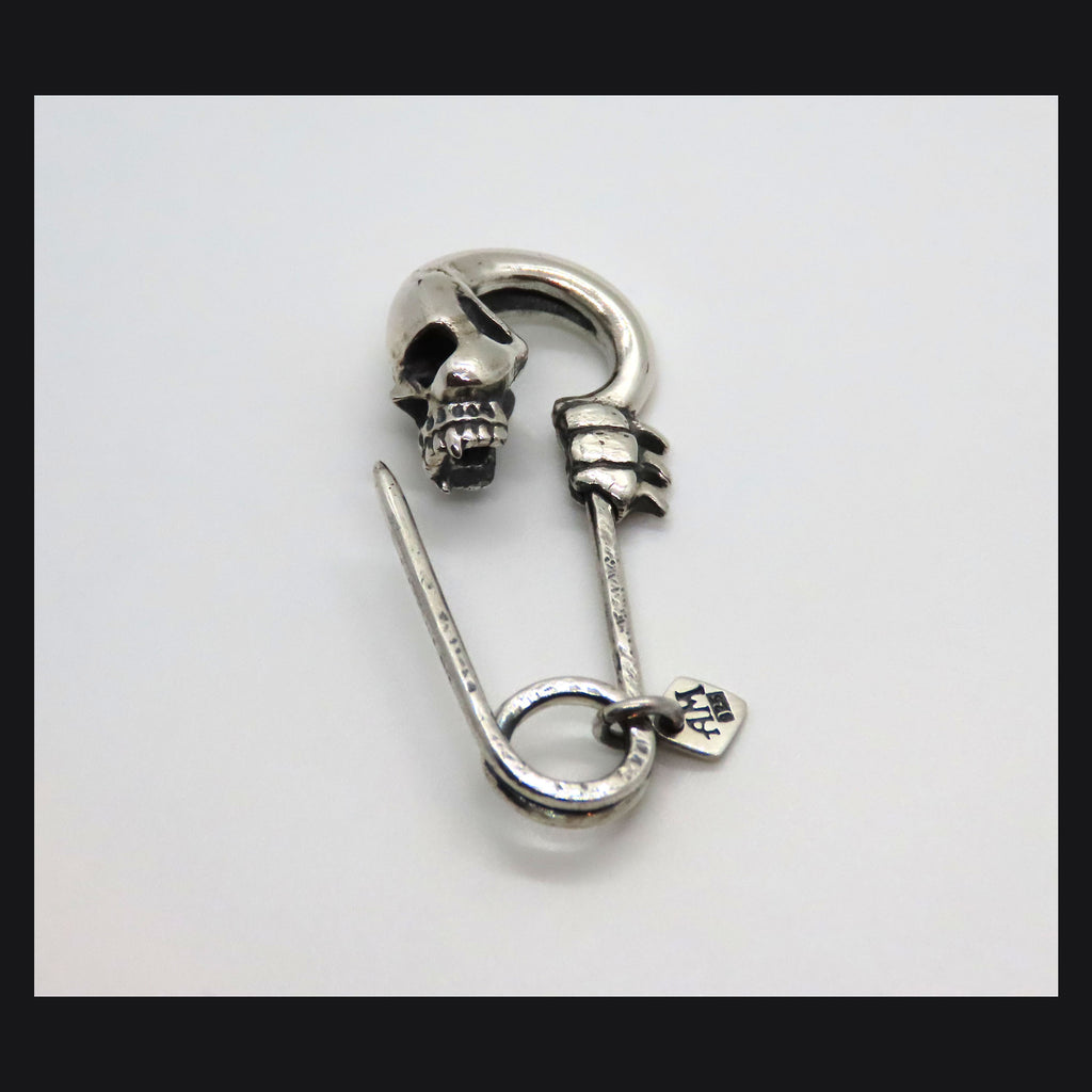 Skull Safety Pin Brooch