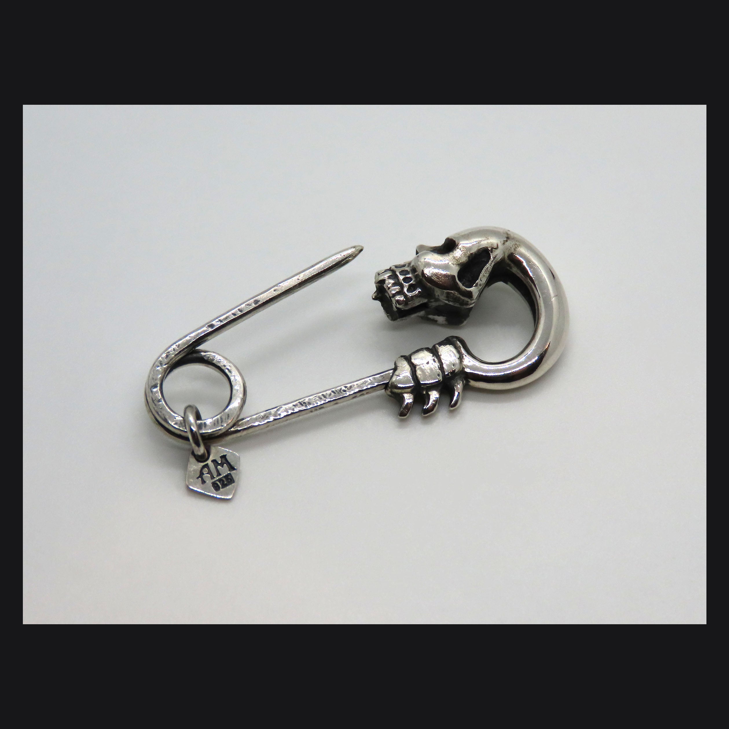 Skull Safety Pin Brooch