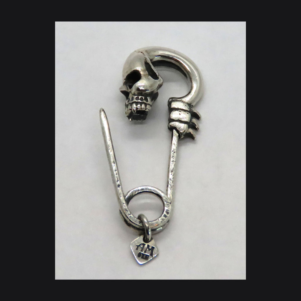 Skull Safety Pin Brooch