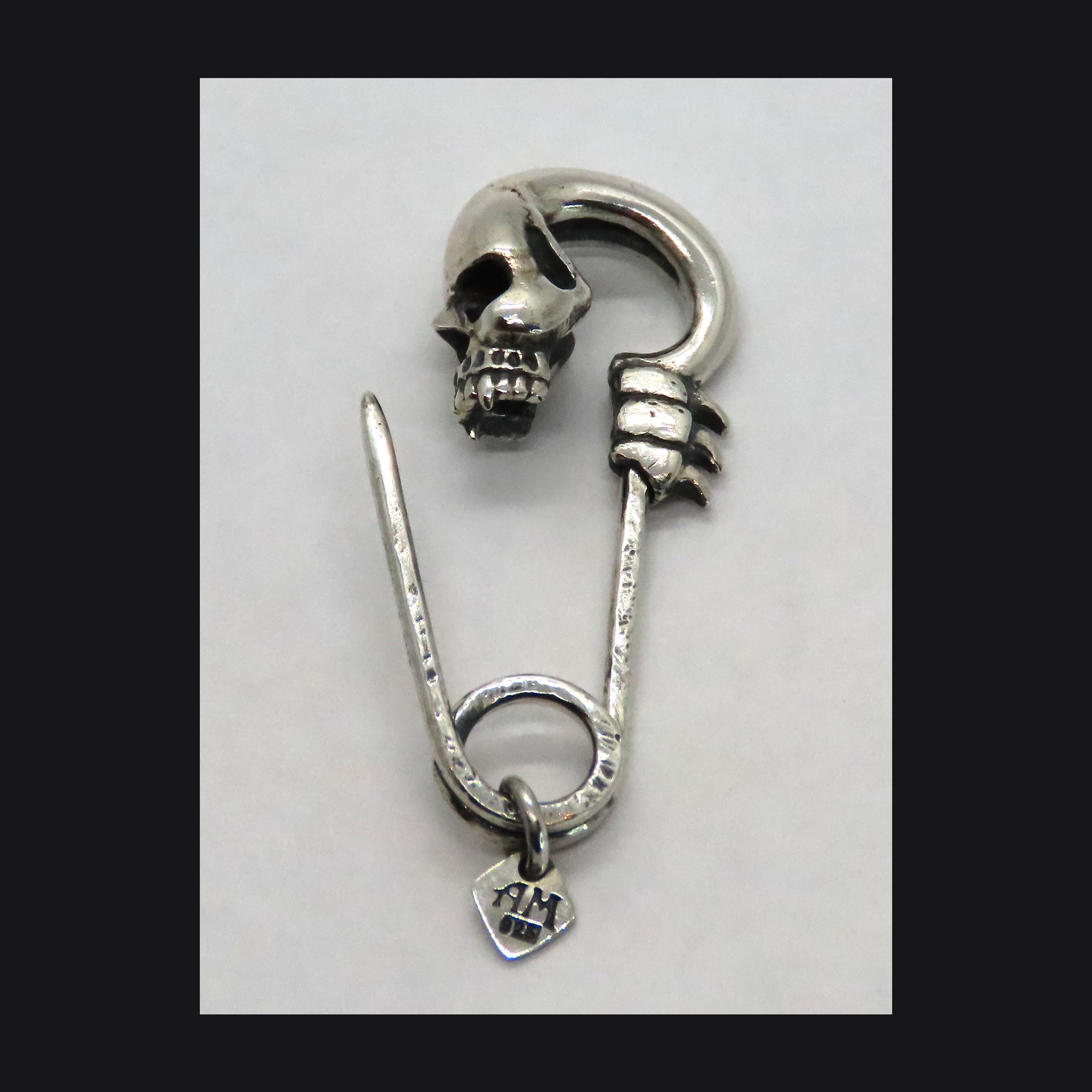 Skull Safety Pin Brooch
