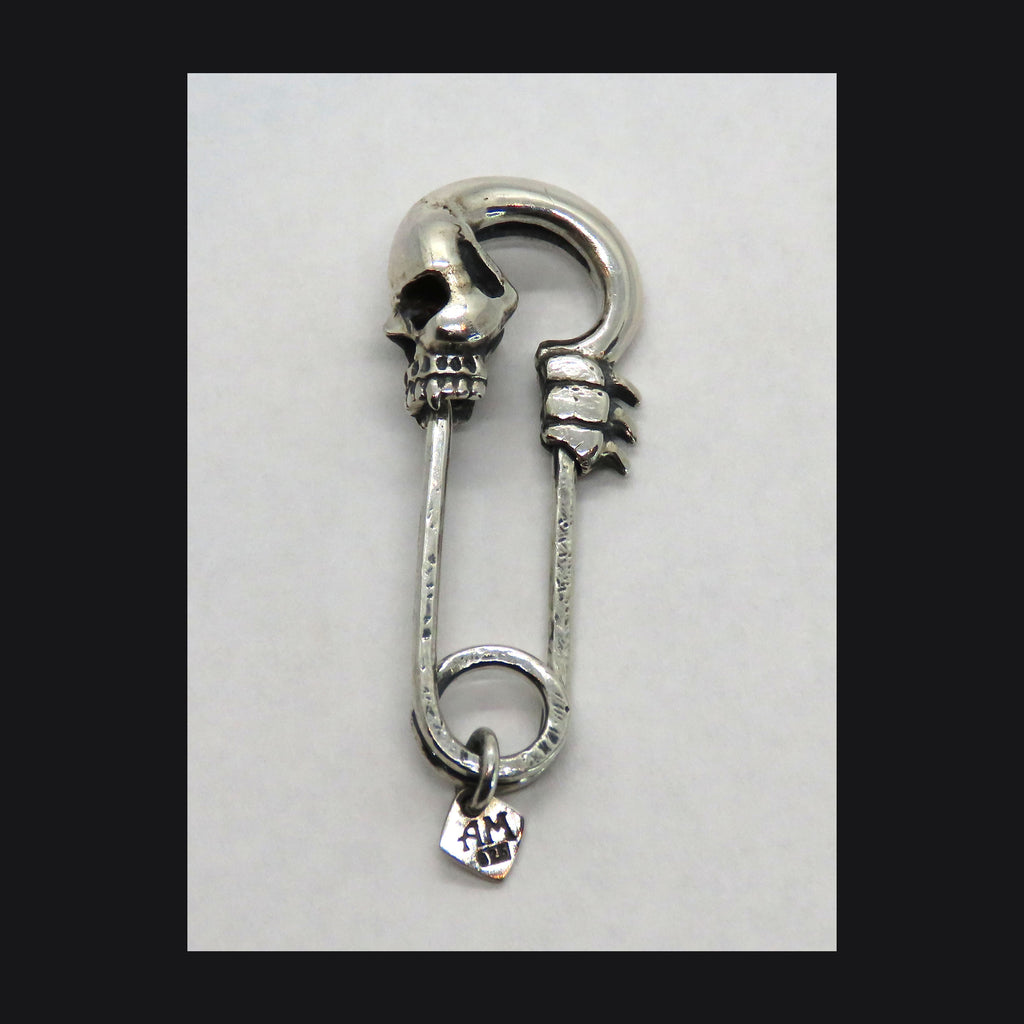 Skull Safety Pin Brooch