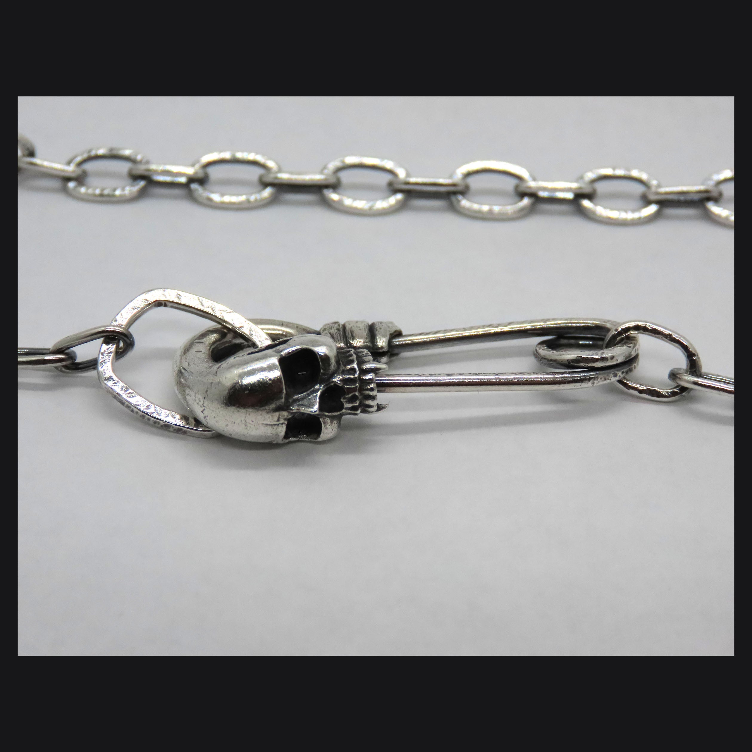 Skull Safety Pin Necklace