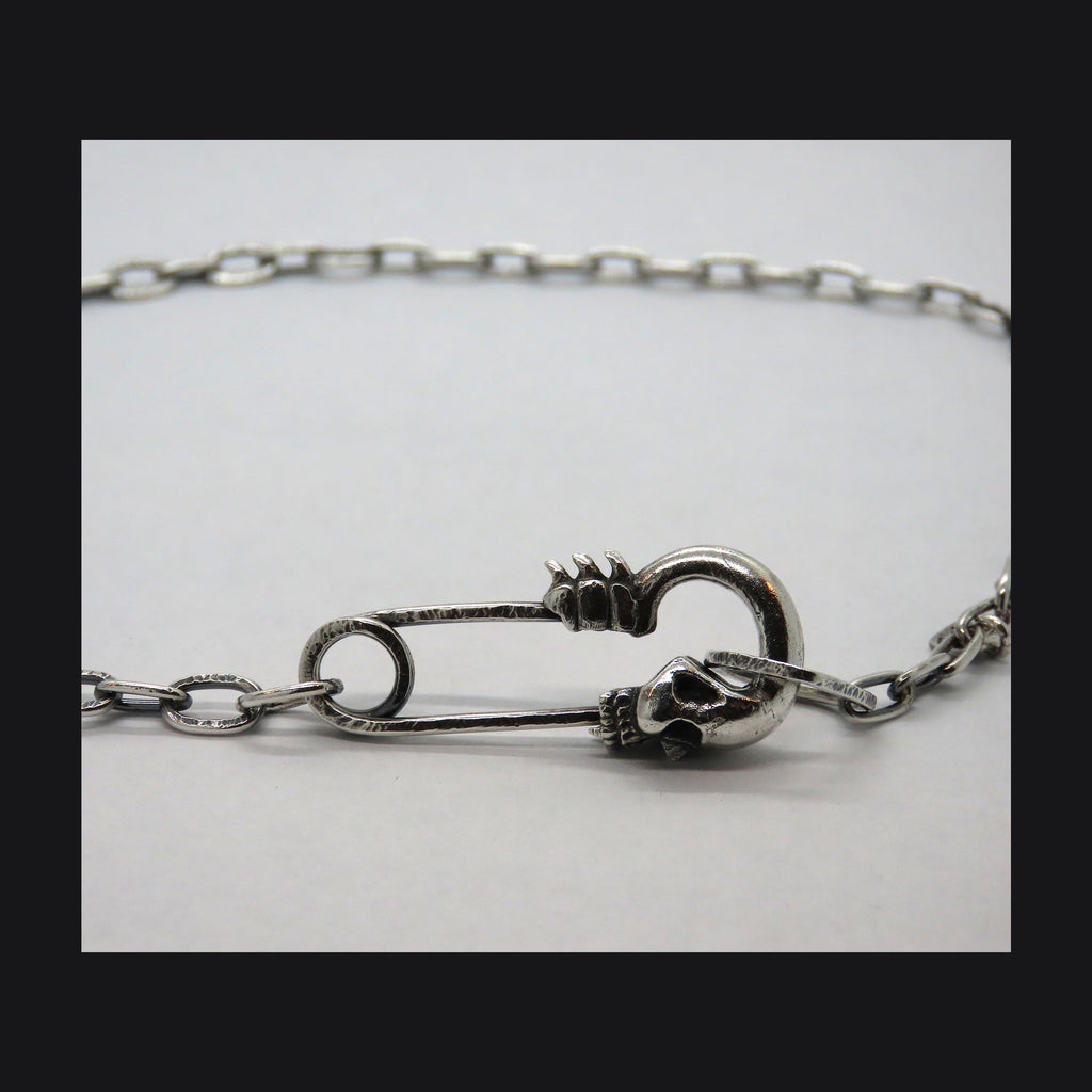 Skull Safety Pin Necklace