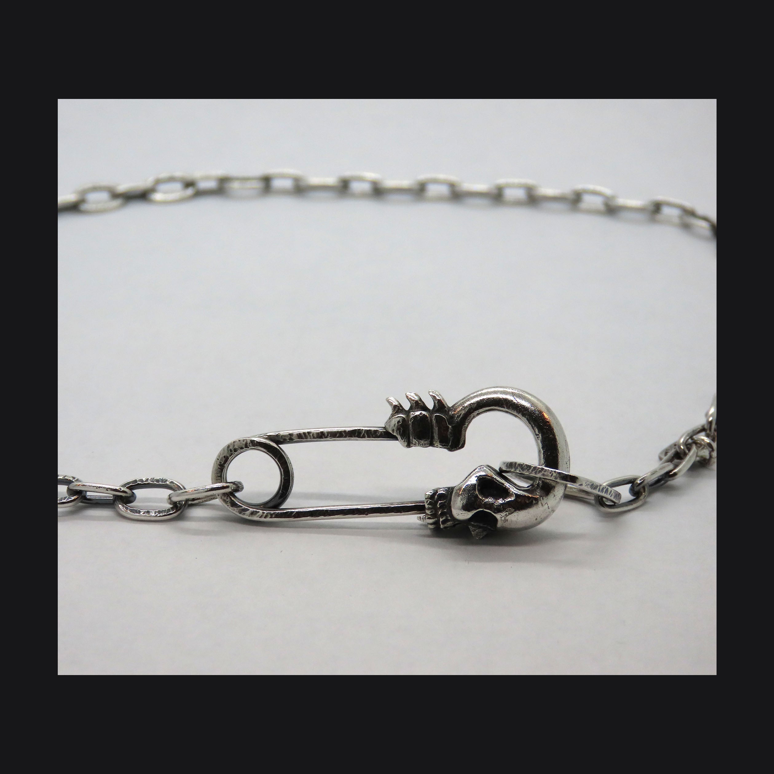Skull Safety Pin Necklace