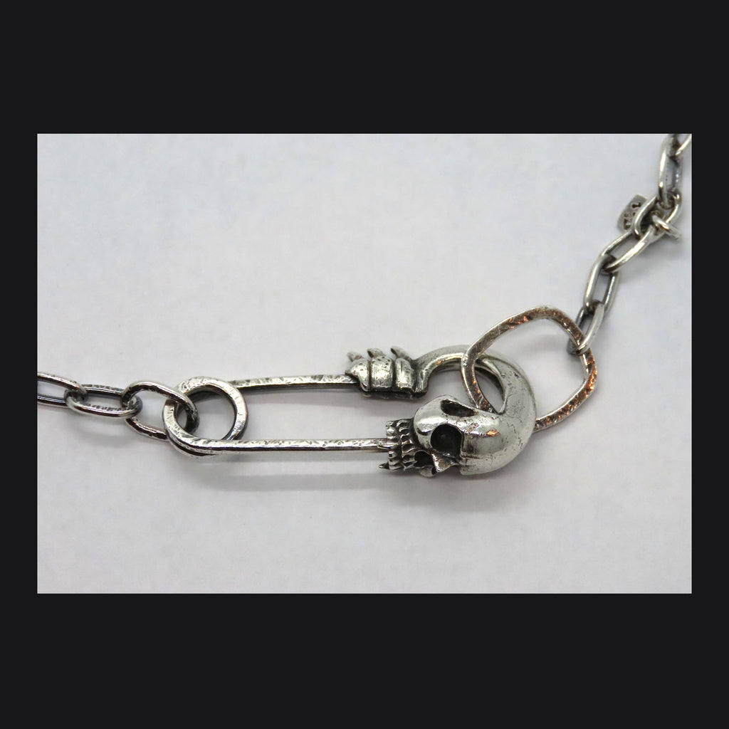 Skull Safety Pin Necklace