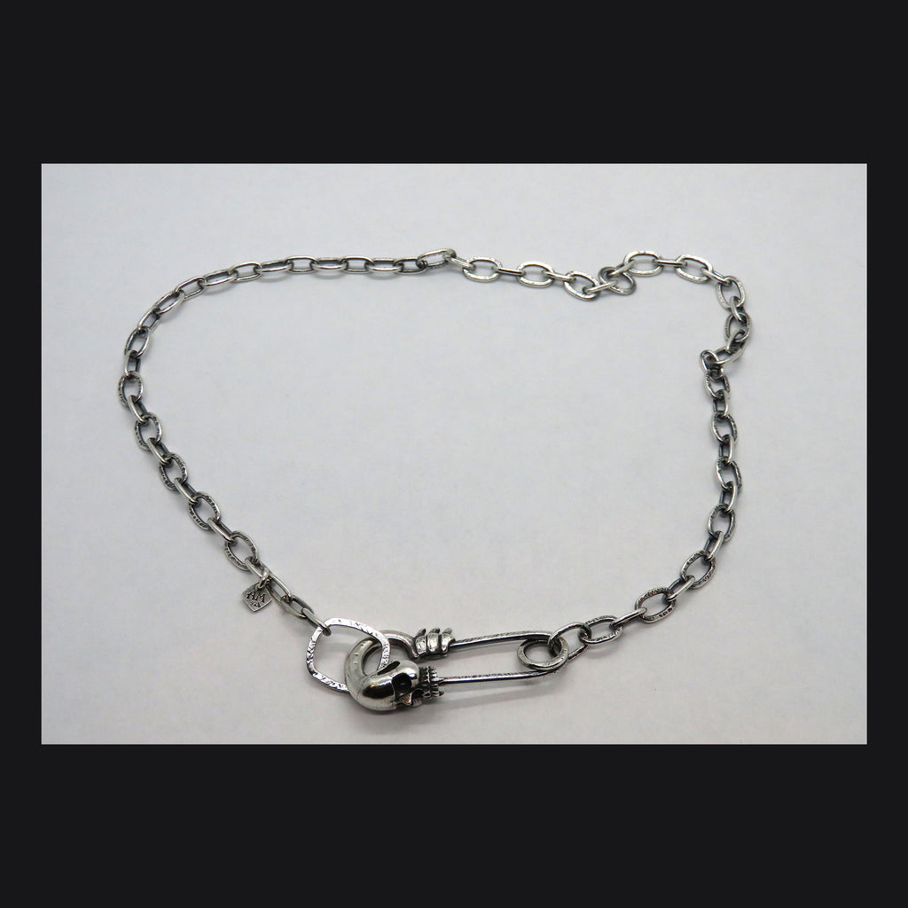 Skull Safety Pin Necklace