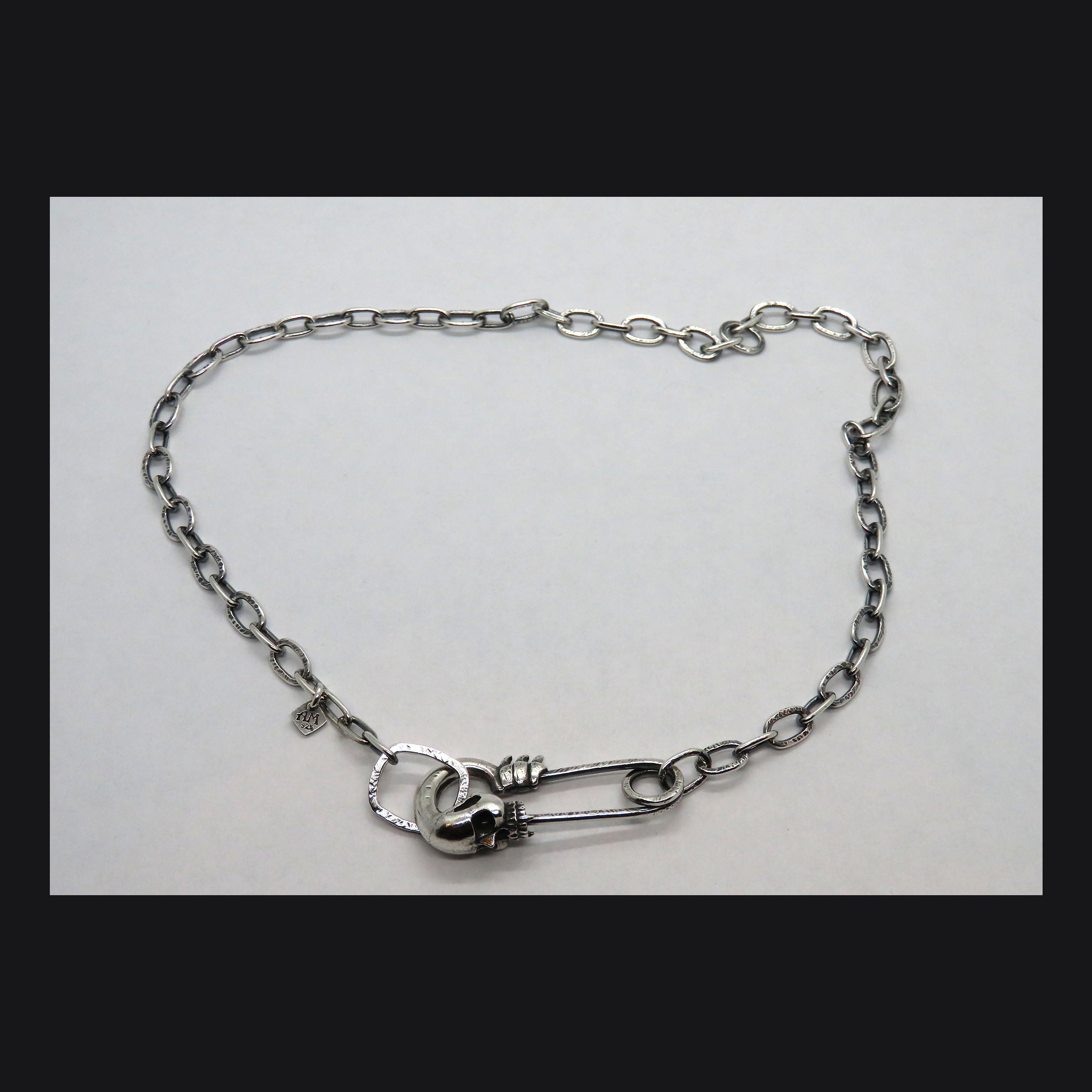 Skull Safety Pin Necklace