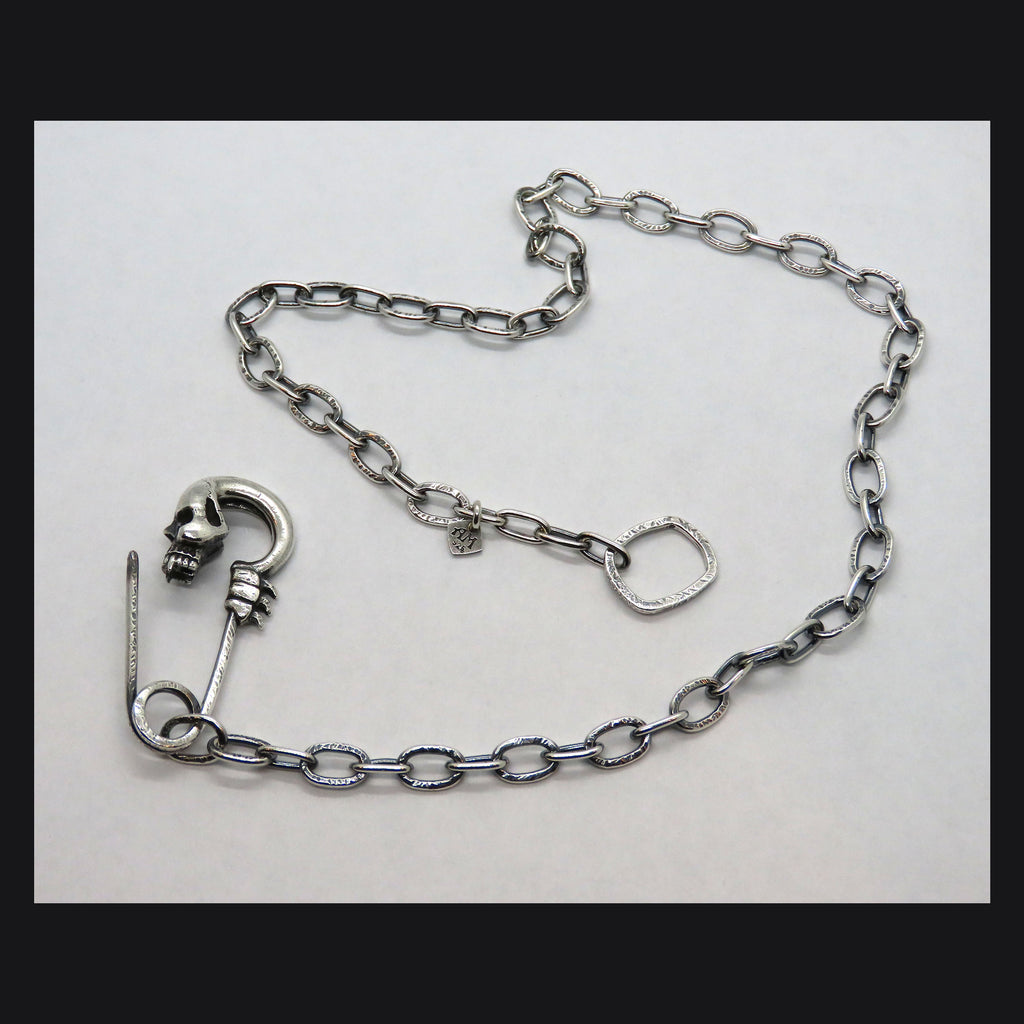 Skull Safety Pin Necklace