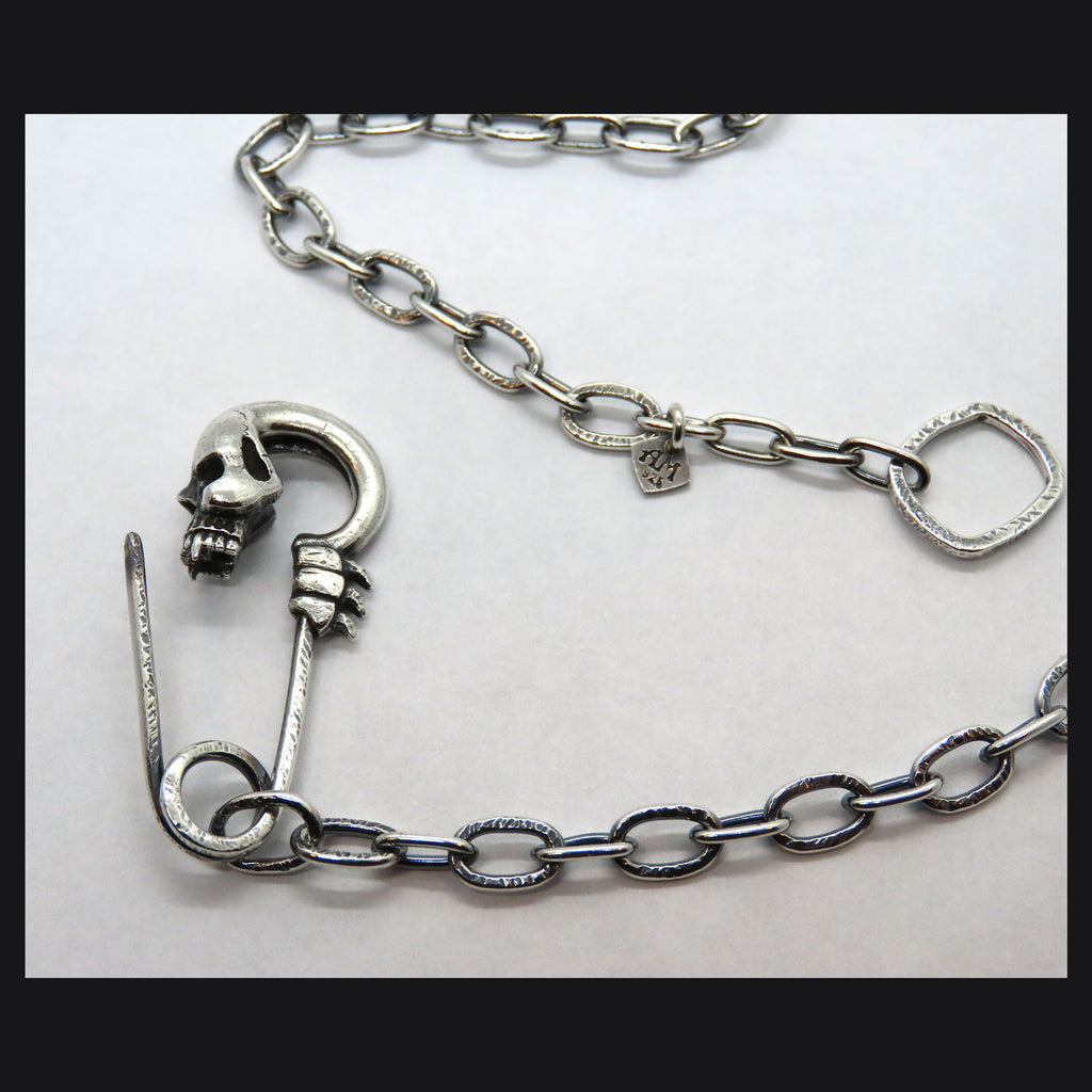 Skull Safety Pin Necklace